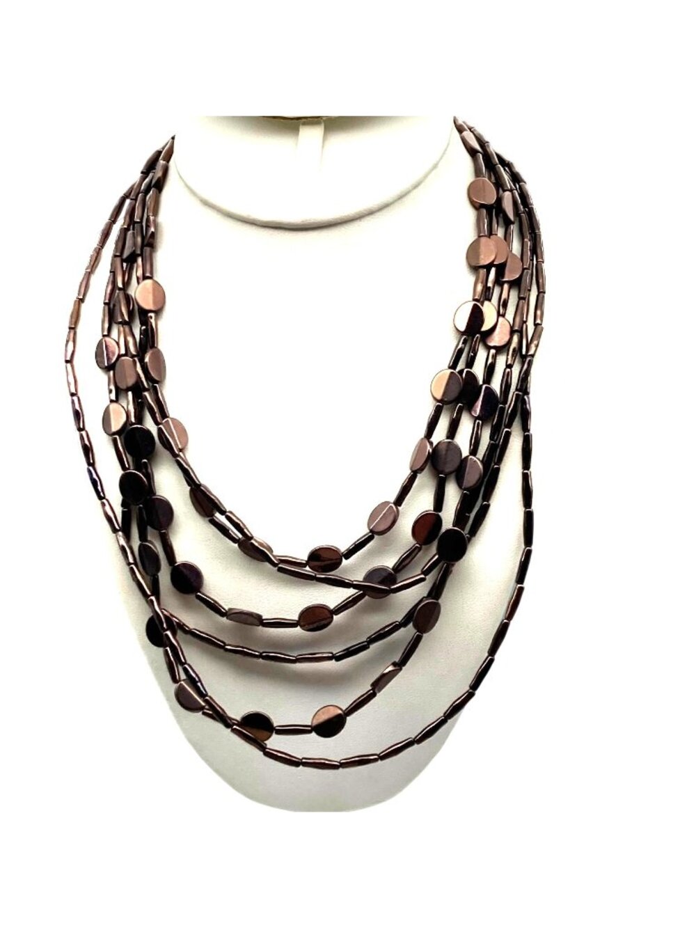 Vintage Chico's Multi Strand Bronze Beaded Necklace